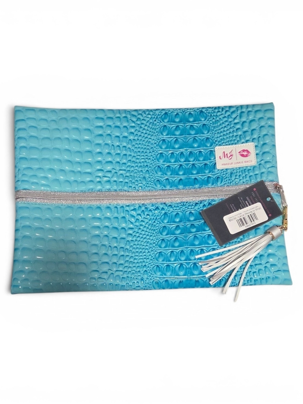 Makeup Junkie Bags Turquoise Bubble Gator Large Layflat Bag